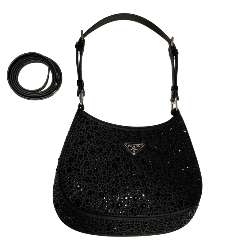 ＰＲＤＡ CLEO SATIN BAG WITH CRYSTALS