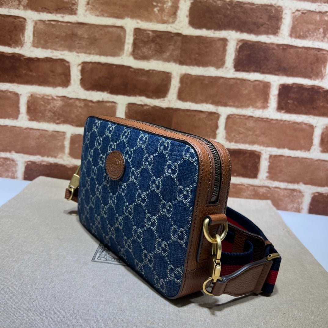 ＧＣＣＩDENIM INTERLOCKING G CROSSBODY BAG BLUE