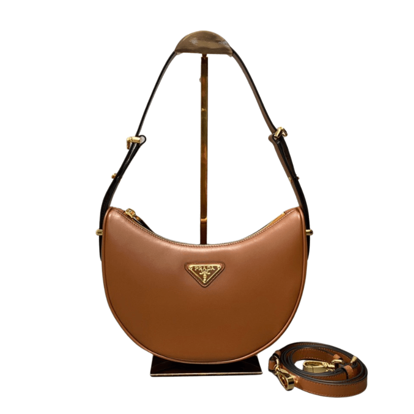 ＰＲＤＡ ARQUÉ SMALL LEATHER SHOULDER BAG COGNAC