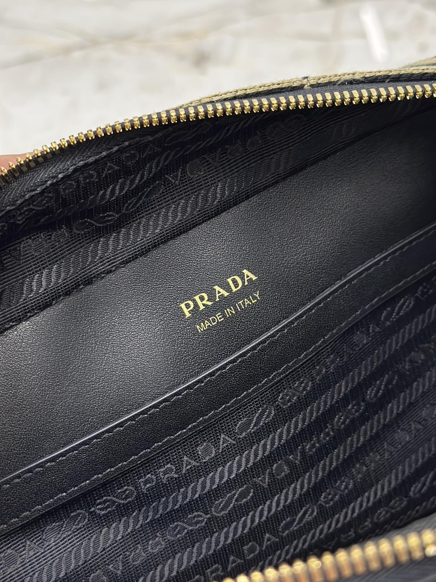 ＰＲＤＡ SYMBOLE EMBROIDERED FABRIC BAG BLACK/BEIGE