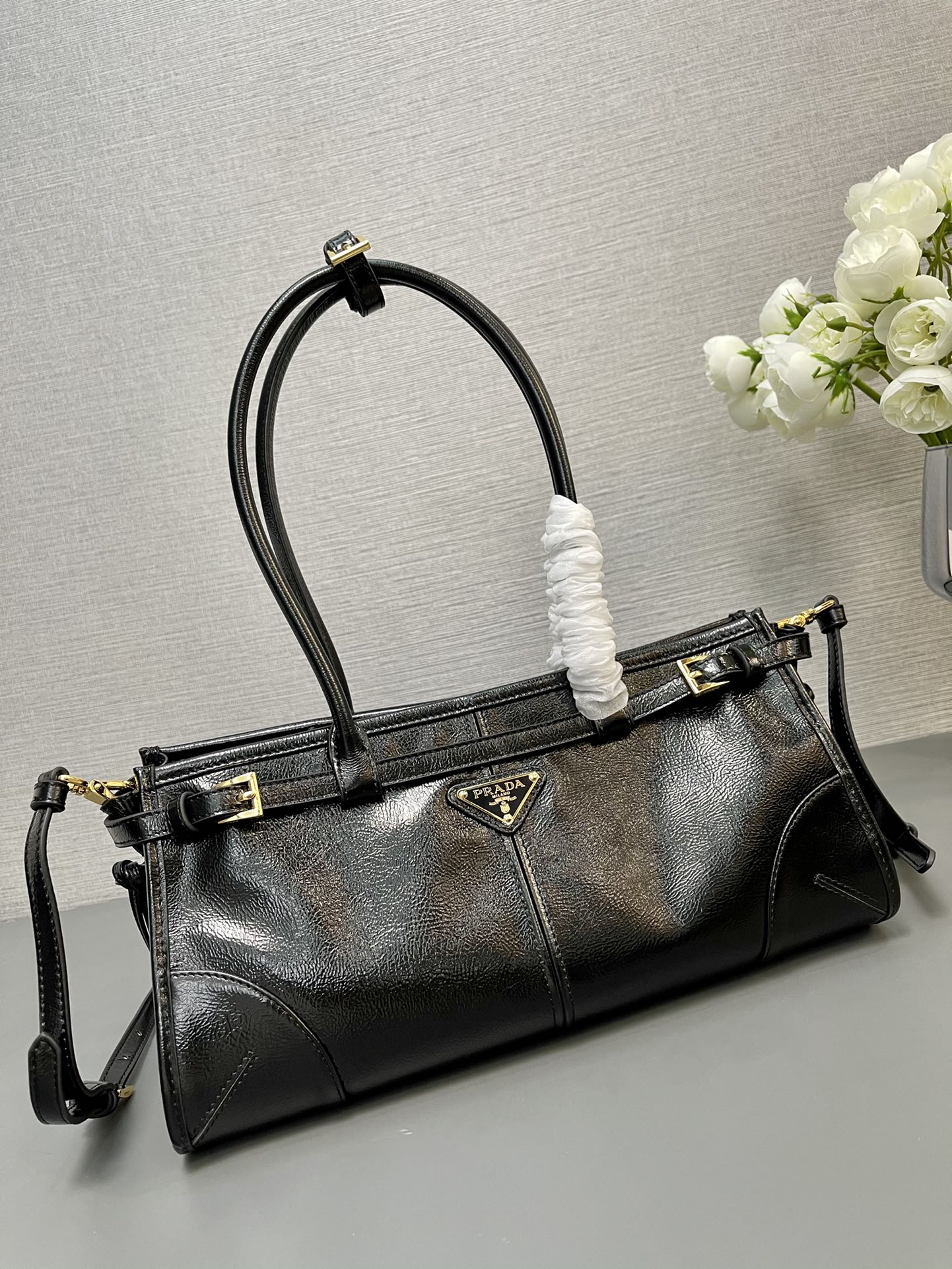 ＰＲＤＡ BONNIE MEDIUM LEATHER HANDBAG BLACK