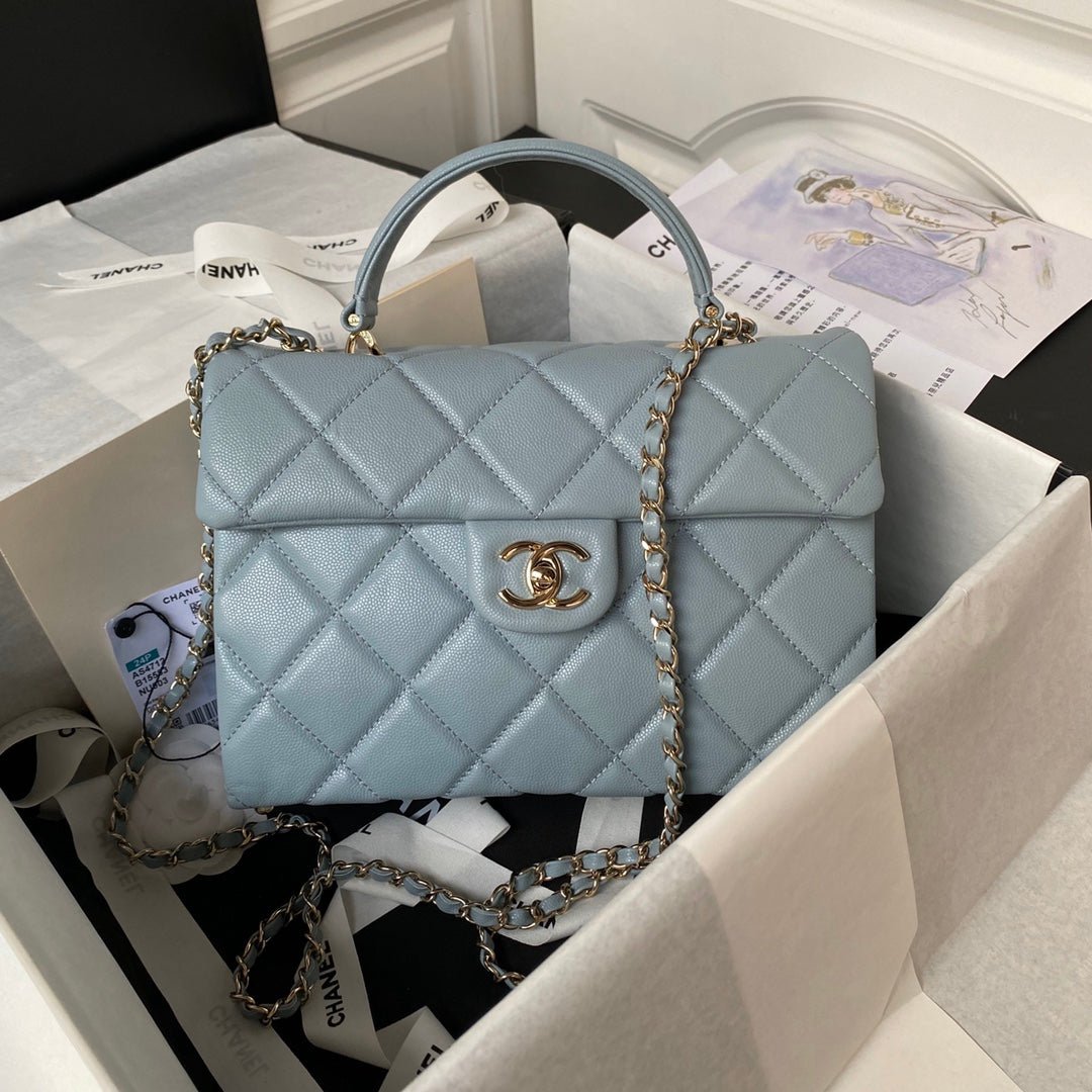 ＣＨＮＥＬTOP HANDLE FLAP BAG LIGHT BLUE